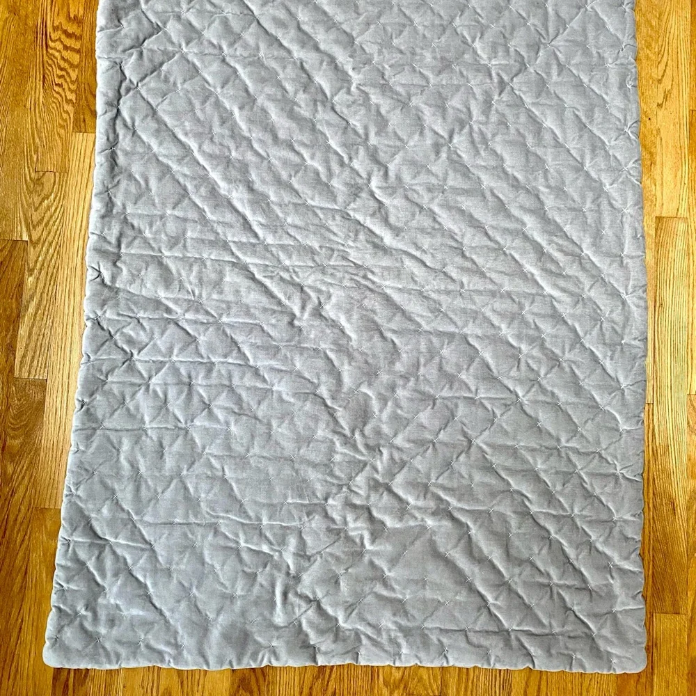 Restoration Hardware Hand Cross Stitch Velvet Toddler Quilt Gray Baby & Child